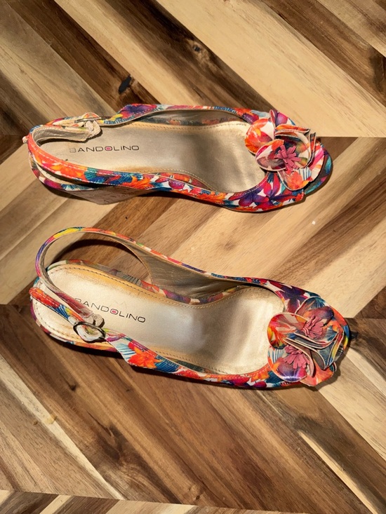 Bandolino Shoes - Bandolino Multicolor Floral Slingback Peep-Toe Wedge heels